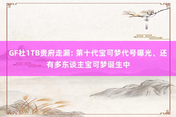 GF社1TB贵府走漏: 第十代宝可梦代号曝光、还有多东谈主宝可梦诞生中