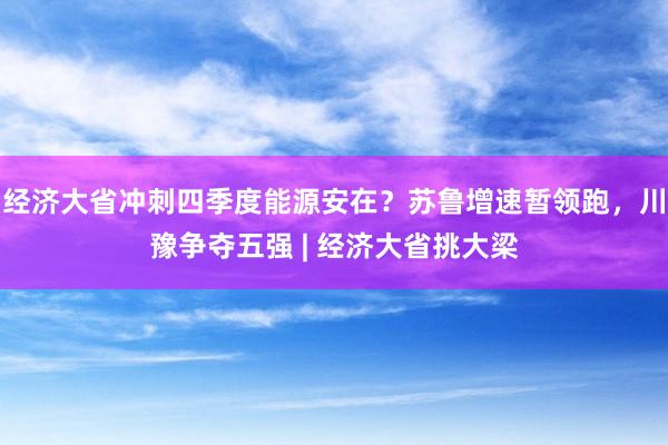 经济大省冲刺四季度能源安在？苏鲁增速暂领跑，川豫争夺五强 | 经济大省挑大梁