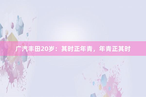 广汽丰田20岁：其时正年青，年青正其时